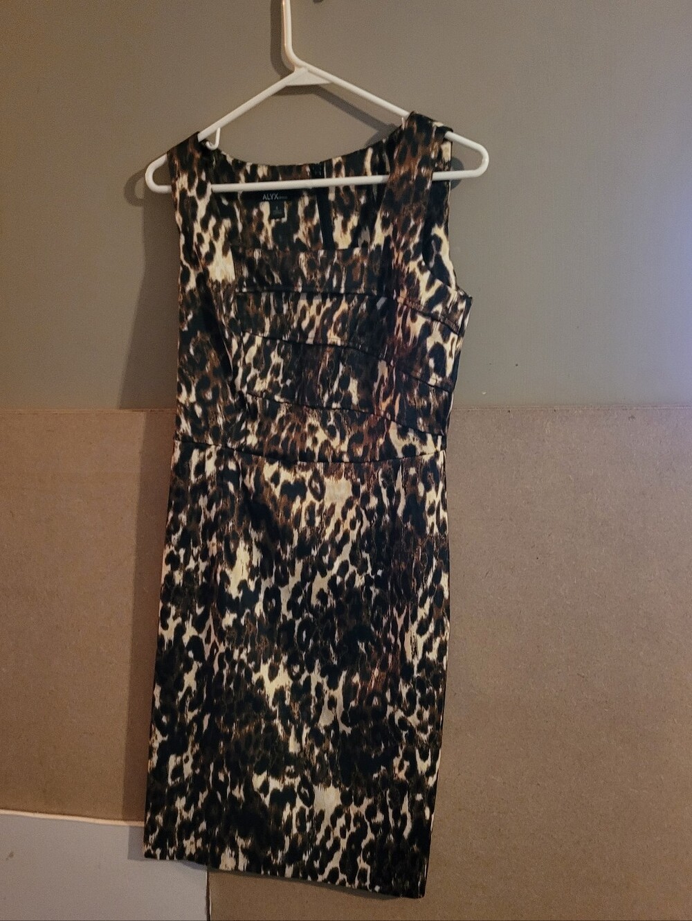 ALYX Leopard-Print Sleeveless Sheath Dress in Brown and Black Size 6